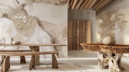 Nature-Inspired Design Elements - Interiors and products designed with natural forms and materials, emphasizing the connection between human design and nature. 