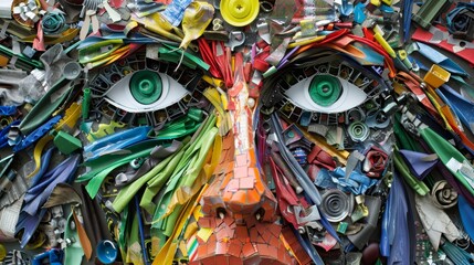 Fototapeta premium Recycled Art Installations - Artistic creations made from recycled materials, showcasing creativity in sustainability. 