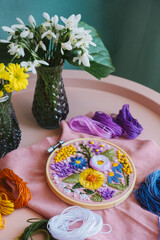 hand embroidery, flowers