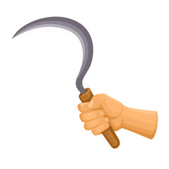 Hand Hold Sickle Cartoon illustration Vector