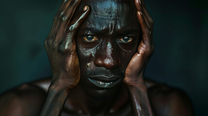 portrait of a depressive and sad black men