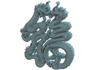3D Art Chinese Dragon Stencil 3D print model