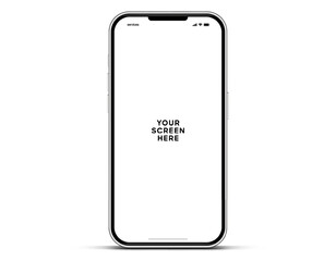 3D realistic high quality smartphone mockup with isolated background. Smart phone mockup collection. Device front view. 3D mobile phone with shadow on white background.