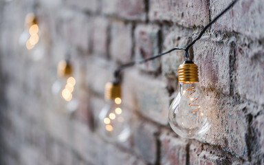 light bulb chain on the wall