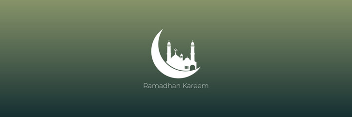 Ramadan Kareem horizontal vector banner with mosque good for ads, flyer, invitation, greeting card. Islamic background.
