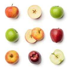 Apples collection isolated on white
