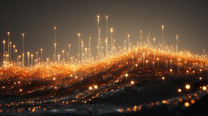 Dynamic wave of bright particles with mesmerizing sound and music loop visualization concept