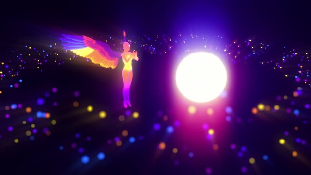 looped 3D animation of a vortex of astral energy of a praying angel