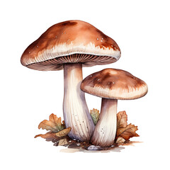 shiitake mushroom clipart, watercolor, hand drawn, on a white background сreated with Generative Ai