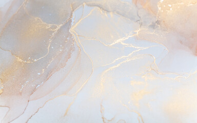 Luxurious alcohol ink painting. Liquid marble texture design. Modern abstract marble background.