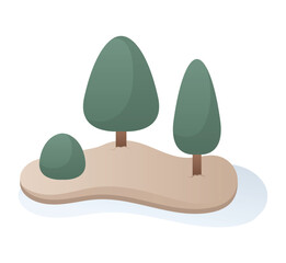 Winter city element of colorful set. This illustration skillfully merges design and cartoon design elements to portray serene snowy trees in a captivating nature style. Vector illustration.