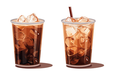 Iced coffee isolated vector style with transparent background illustration