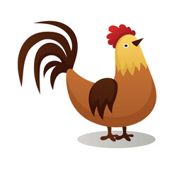 Farm object of colorful set. A delightful cartoon design brings to life the beauty of nature with a charming portrayal of a cock. Vector illustration.