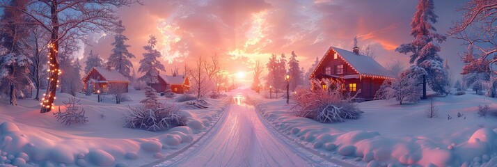 A Magical Winter Village With Twinkling, Background Image, Background For Banner, HD