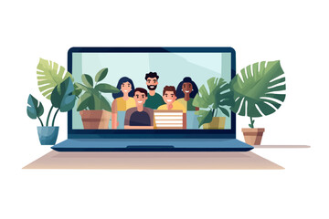 inclusive group of people on video call vector isolated vector style illustration