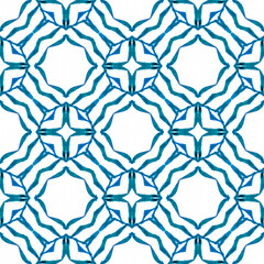 Ethnic hand painted pattern. Blue amazing boho