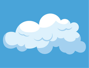 White cloud of colorful set. A charming cloud design takes center stage against a blue background, creating a captivating visual experience. Vector illustration.