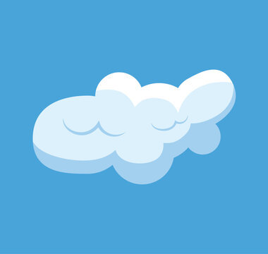 White cloud of colorful set. This image offers a fresh perspective on a cloud, adding personality to the serene blue background. Vector illustration.