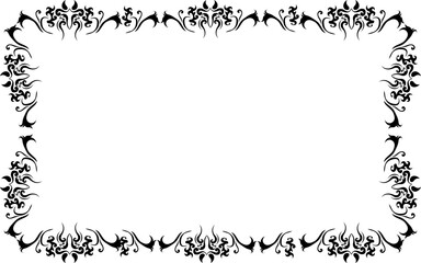 Black and white nature border with ornament