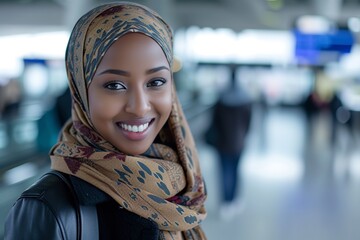young adult woman wearing hijab with veil