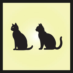 Leo cat silhouette set Clipart on a hex color background