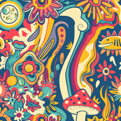 Hippie retro vintage pattern
