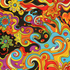 Fototapeta na wymiar Hippie retro vintage pattern