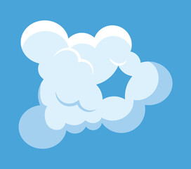 White cloud of colorful set. This artwork offers a delightful interpretation of a cloud, adding a touch of whimsy to the blue background. Vector illustration.