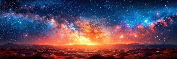 Fototapeta premium An Arabian Desert At Night, Background Image, Background For Banner, HD