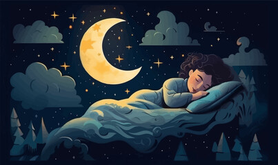 Insomnia vector flat minimalistic isolated illustration