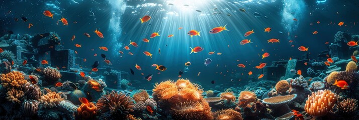 An Underwater Atlantis-Like City, Background Image, Background For Banner, HD