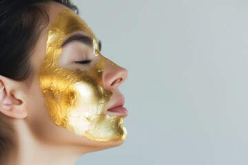 profile of serene individual with gold facial treatment