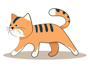 Cartoon cat of set. This illustration highlights the quirky personality of a funny cat against the simplicity of a white background. Vector illustration.