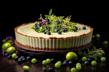 Delicious and fragrant key lime pie for customizable restaurant menu text inserts