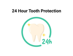 24-hour tooth flat illustration. Dentistry and orthodontics vector illustration. Dental clinic services, stomatology, dentistry, orthodontics, oral health care and hygiene vector.