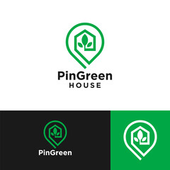 pin green house logo design vector illustration