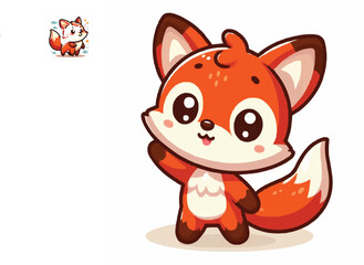 cute fox cartoon vector on white background
