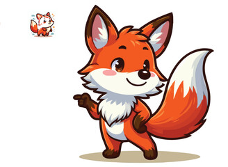 Obraz premium cute fox cartoon vector on white background 