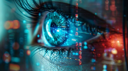 Futuristic Eye with Digital Interface Overlay