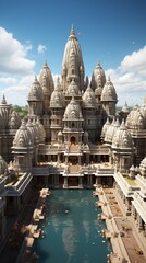 A Majestic and Vibrant Depiction of a Religious Temple