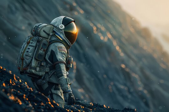Astronaut exploring a newly discovered alien planet