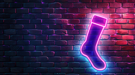 Sock Neon Sign. Vector Illustration of Clothing