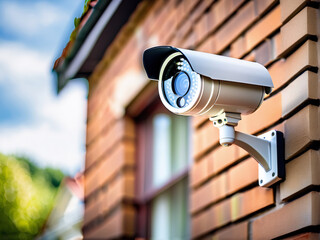 A surveillance camera system has been set up outdoors to enable remote monitoring of home safety and security.