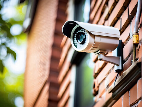 A surveillance camera system has been set up outdoors to enable remote monitoring of home safety and security.