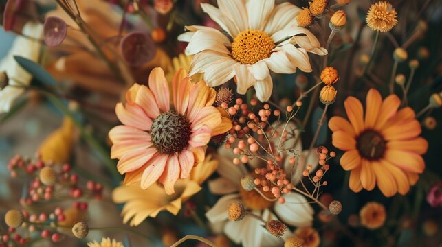 Faded dried blooms with a retro vibe.