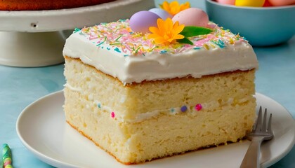 Obraz na płótnie Canvas cake with cream and cherry, Traditional Easter cake tres leches cake with three types of milk for easter day created with generative ai