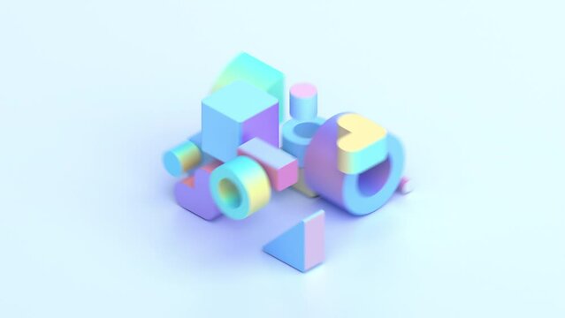Abstract 3d render, colorful geometric animation, 4k seamless looped video
