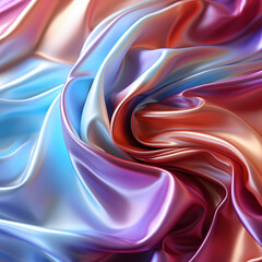 Wavy and Colorful Holographic Silk Background. Glossy and Iridescent Smooth Texture