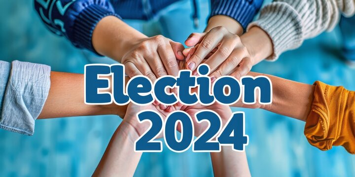 The 2024 election inspires unity; diverse hands gather, depicting the power of inclusive democracy and civic engagement