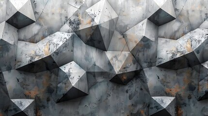 Abstract Geometric Artwork with Grayscale Shapes and Subtle Orange Accents